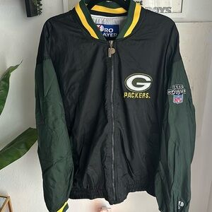 Vintage pro players Green Bay Packers light weight zip up jacket w back hit